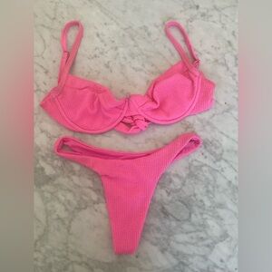 Monday Swimwear pink bikini Large top, small bottoms